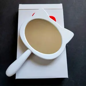 Hand Mirrors with Cat Ear Design White or Pink Handle for Easy Grip Perfect for Makeup Application