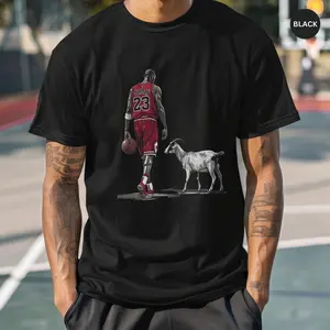 Michael Jordan goat shirt, MJ Goat T-shirt, Micah. El Jor. Dan Tshirt, goat shirt, basketball shirt, MJ gift, full color range Graphic Black Man Top Cotton Casual