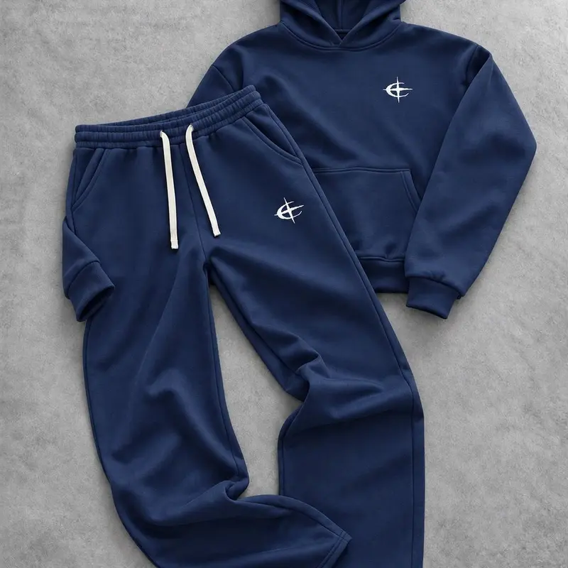 URMCZ Men's 2-Piece Printed Tracksuit Set, Fleece-Lined Hoodie with Kangaroo Pocket, Drawstring Waist Sweatpants, Fall Winter Outfit, Machine Washable