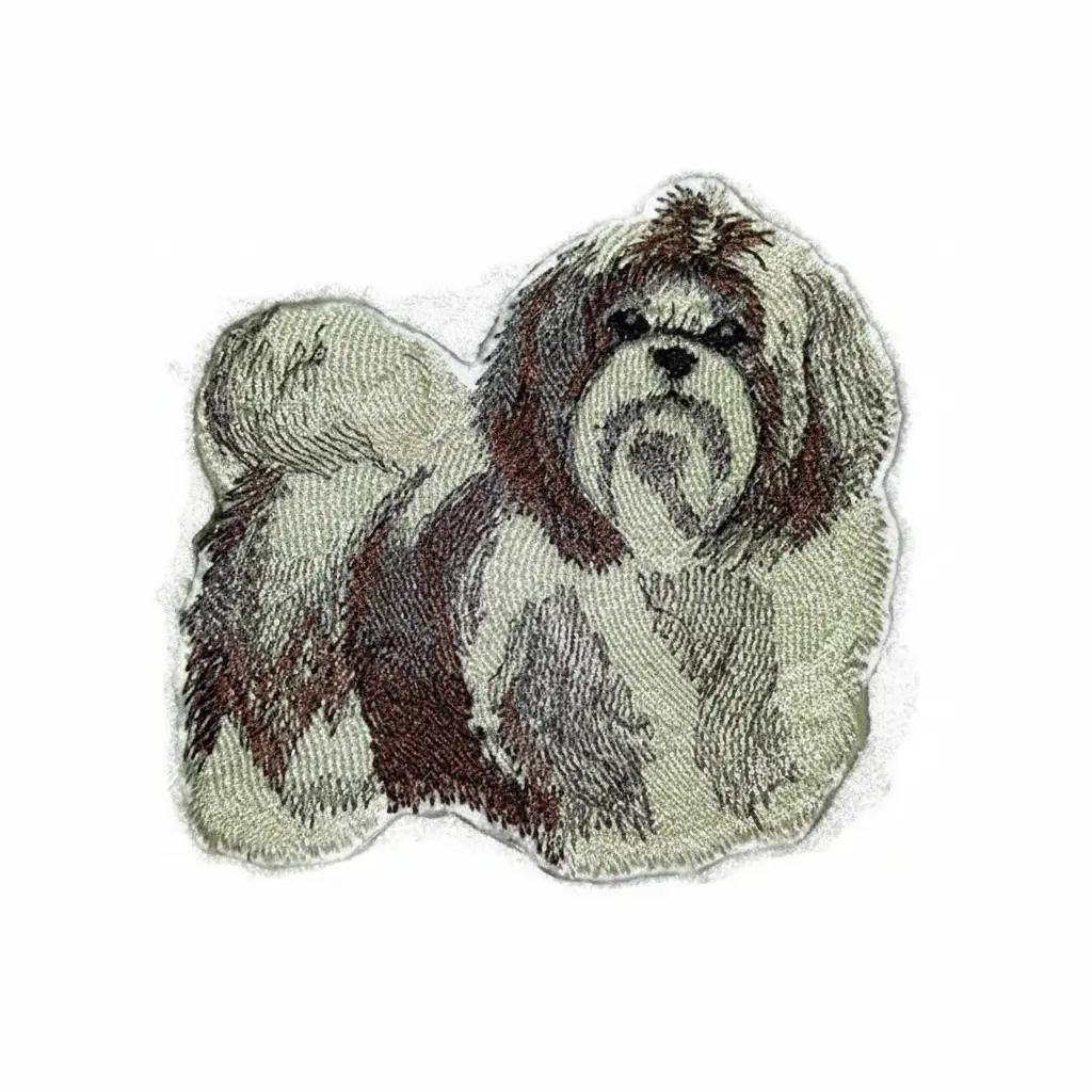 Shih Tzu Embroidered Patch – Adorable Toy Breed Iron-On or Sew-On Applique, 4" x 4.1", Made in USA