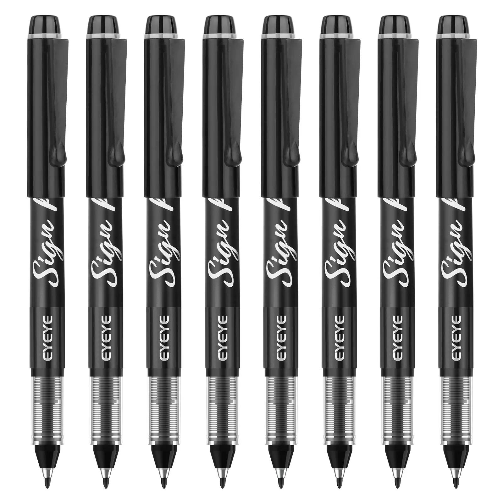EYEYE Sign Pens 8-Pack (Black, Blue, Red, Green) - 1.0mm Nib Tip, 0.6mm Line, Liquid Ink, Smooth Writing, Quick-Drying Fineliner Marker Pens