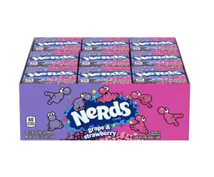 Nerds Grape & Strawberry 36 ct. - Sweet and Crunchy Irregularly Shaped Bites with Grape and Strawberry Flavor - 36 Count Pack Fruit Snack
