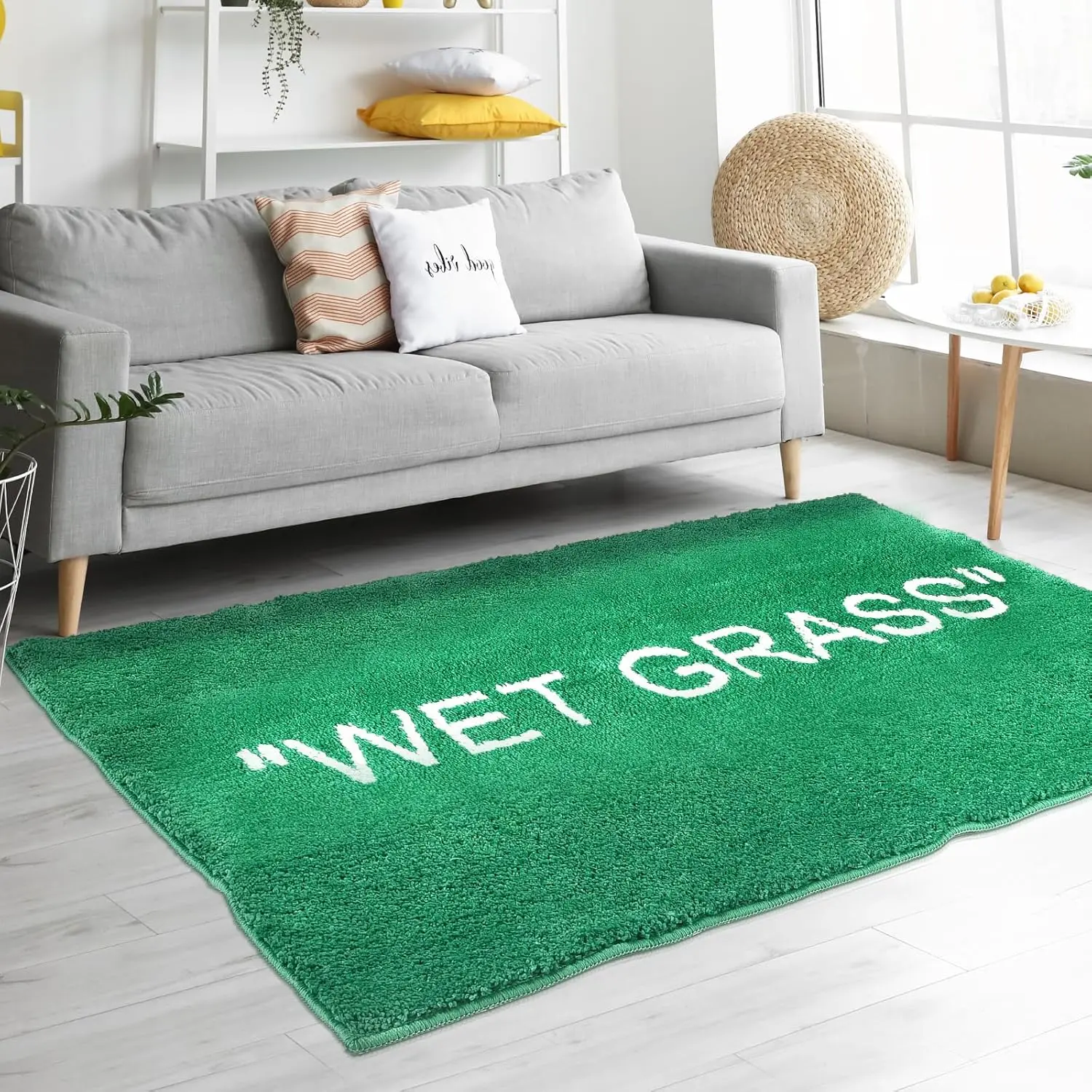 Wet Grass Rug for Bedroom-Non Slip Wet Grass Carpet for Living Room-Green Grass Rug is Machine Washable  Floor Mat- Area Rug for  Decor [.2 x 31.5]