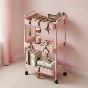 Rolling 3-Tier Storage Shelf Multi-Level Home Organizer for Kitchen, Bathroom, Living Room, Toilet & Baby Essentials