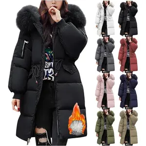 Winter Jackets for Women UK Quilted Down Long-Lenght Puffer Coats Ladies Lightweight Waterproof Jacket with Fur Hood Plus Size Slim Trench Coat Warm Outwear(Sheets)