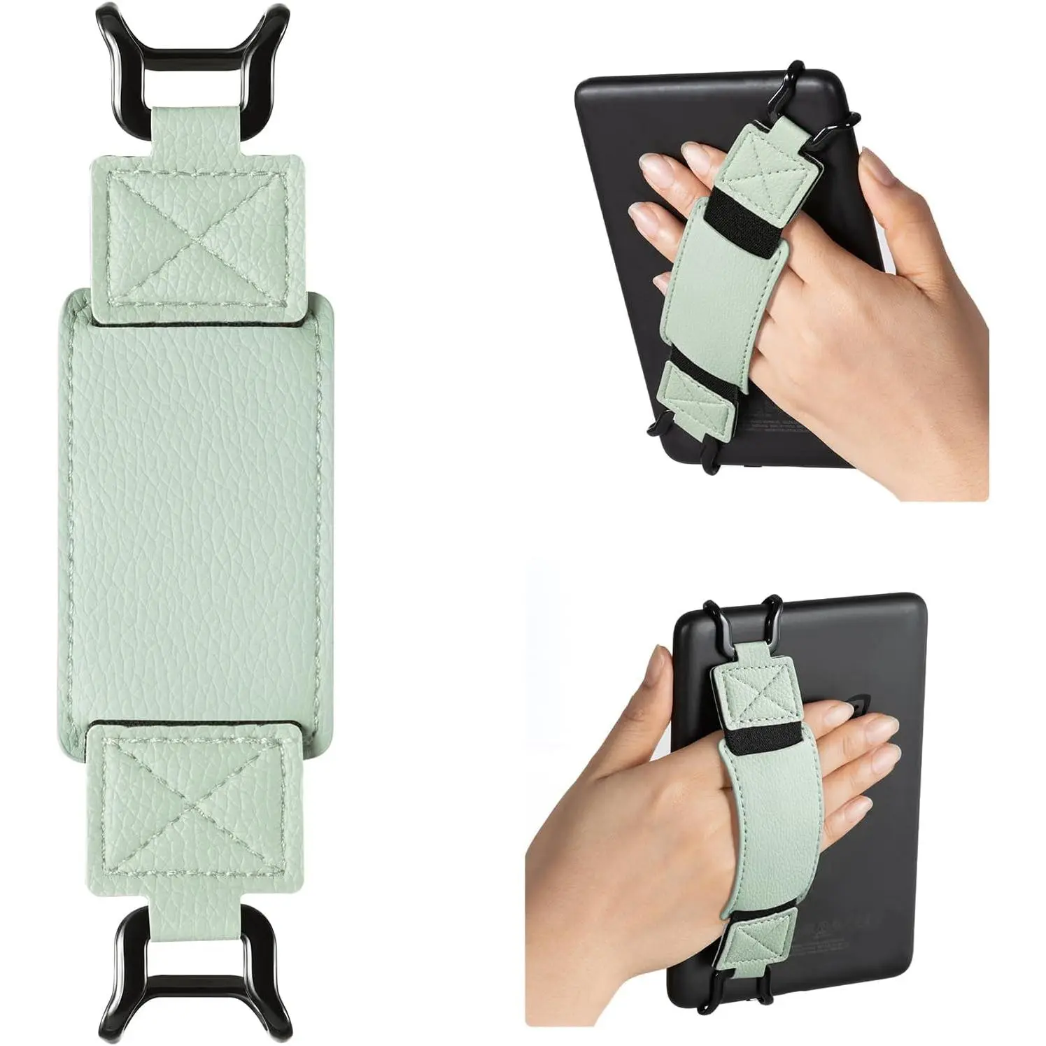 X-CPS02   Secure Hand Strap for Kindle and Tablets - Versatile and Lightweight Finger Grip Holder for 6-7.5" Kindle/Kobo/Voyaga/Lenovo/Sony E-Book Tablet - High Elasticity, Sagegreen-1