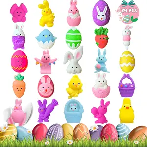 Valentine Day Gift 24PCS Mochi Squishy Toys for Easter Basket Suffers, Egg Fillers & Fidget Toys for Kids - Animal Squishies
