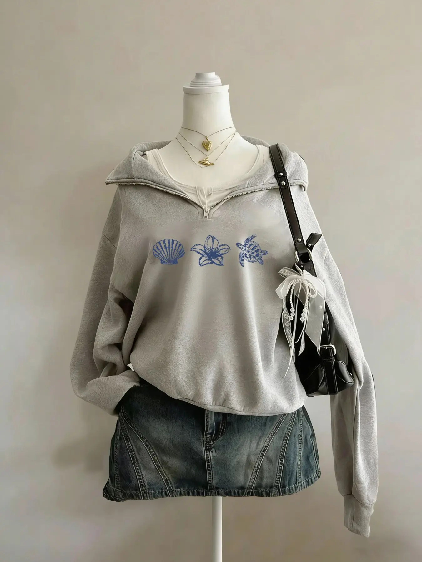 Coquette Aesthetic Coastal Cowgirl Oversized, Loose Half-Zip Long Sleeve Hoodie, Casual Washed Cotton Beachy Print Graphic Pullover, Y2K Soft Girl Streetwear for School, Beach Trips, Preppy Top, Perfect for Fall Layering, Womenswear