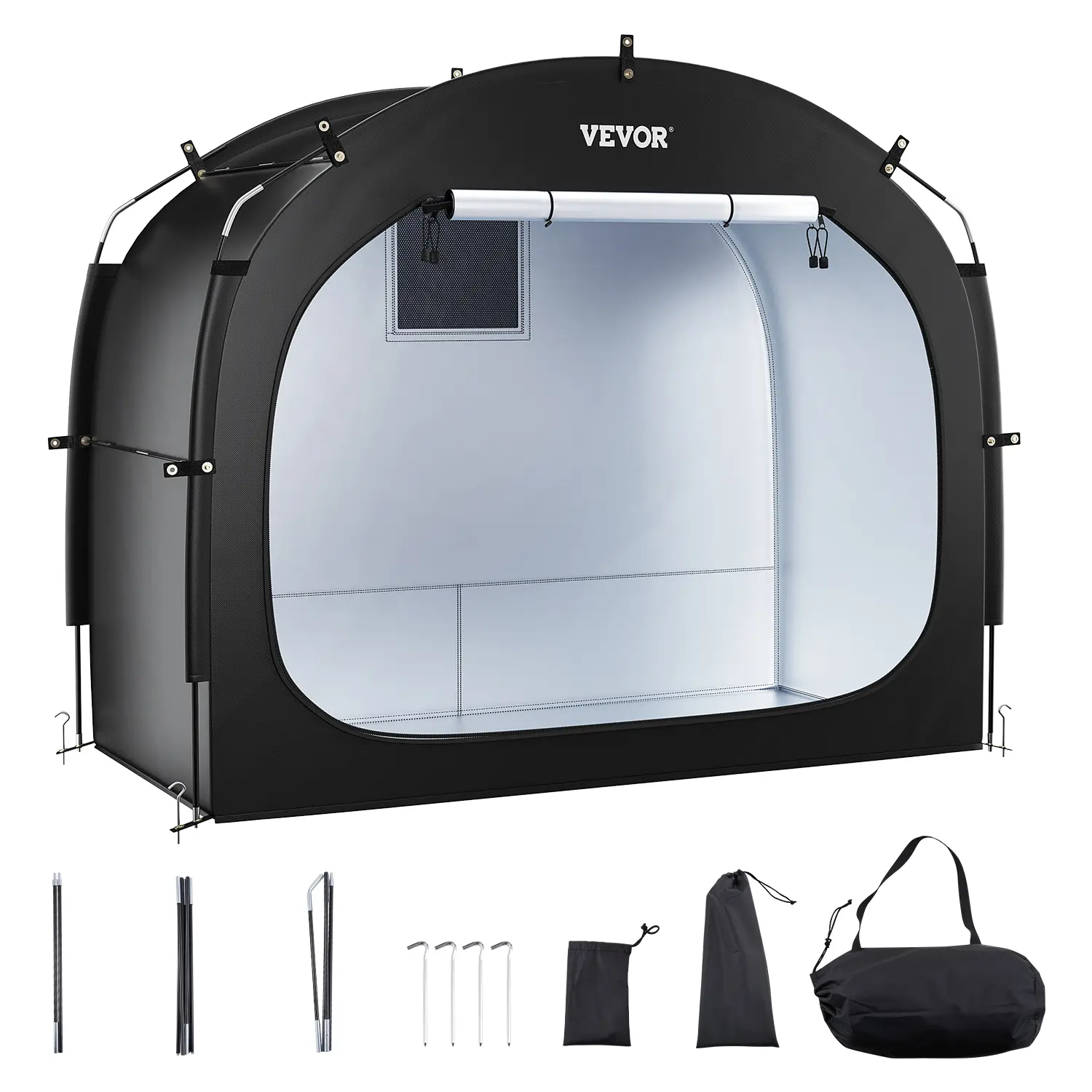 【summerfinds】VEVOR Bike Storage Tent, 4 to 5 Bikes, Outdoor Spacious Bike Storage Tent with Ventilated Window, Waterproof Easy-to-Install Bike Tent with High Strength Fiberglass & Dual Zippers, Fit for Bicycle