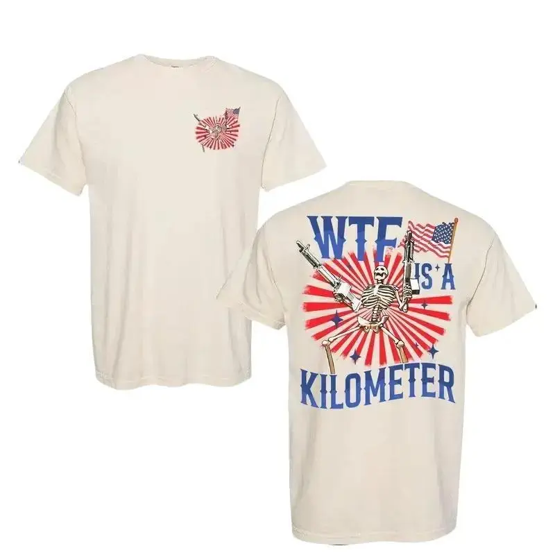 WTF Is A Kilometer Funny T-shirt, July 4th skeleton Funny Cringey USA Meme T-Shirt, USA Flag , Veteran Day Tee, Funny Gamer Shirt