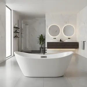 Garvee Freestanding Bathtubs 67 Inch Acrylic Free Standing Bath Tub, Luxury Soaking Tub with Integrated Overflow and Chrome Drain for Home Spa Bathroom Upgrade