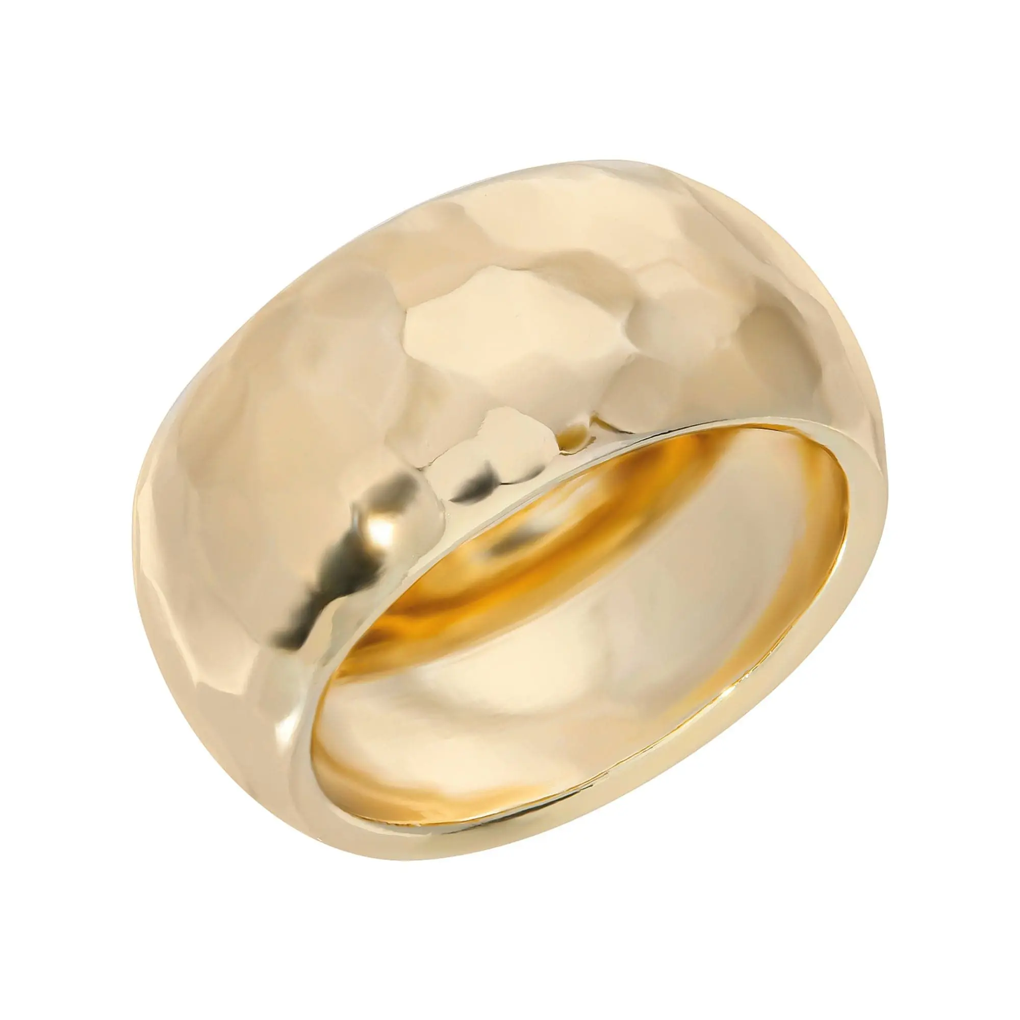 Hammered Domed Ring in Gold with Smooth Finish and Unique Design