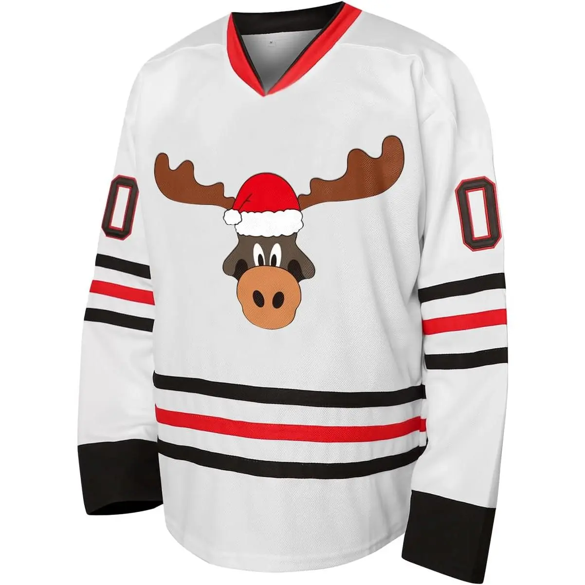 Men's Griswold 00 Polyester Hockey Jersey - Classic Christmas Vacation Movie Themed Fan Gift with Deep V-Neck, Breathable, Machine Washable, Christmas Elements Included