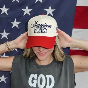 American Honey Trucker Hat for Women Men – Vintage Country Western Snapback Cap, Cute Retro Two-Tone Baseball Hat, Summer Beach Hat, Cowgirl Style Gift for Her Him, Birthday Gift