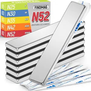 N52 Bar Magnets with Double-Sided Adhesive, Extra Powerful Magnet Bars, Industrial Bar Magnets, Pocket Waterproof Neodymium Magnetic Bars for Garage, Wall, Shower, Flat, 60x10x3mm - 40lbs