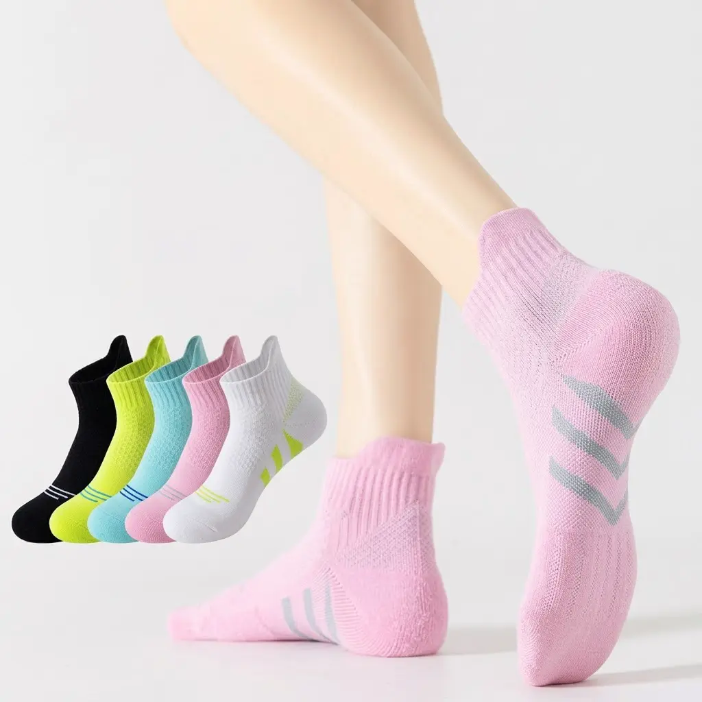 Men's & Women's Low-Cut Cotton Running Ankle Socks, 5-Pair Cushioned Performance Socks with Anti-Blister Tab for Sports