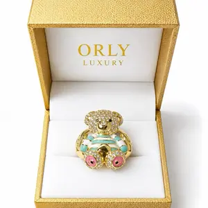 ORLY Luxury Teddy Bear Ring - 14K Gold Plated Stainless Steel Jewelry Gold Ring