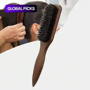 Pig-Bristle Hair & Beard Brush (Unisex), Fragrance-Free Professional Barber Styling Brush for Thick or Thin Hair, Ideal for Fade Haircuts, Clipper Cleaning & Sleek Back Styles, Must-Have for Back-to-School, Travel & Vacation