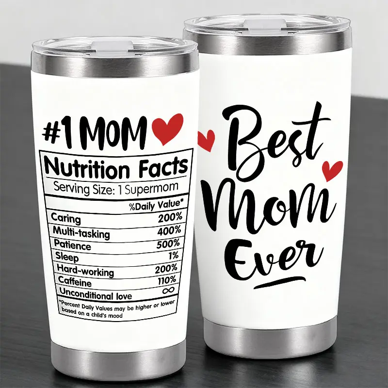 Best Mom Ever Humor Design 20oz Wine Tumbler with Lid, Stainless Steel Travel Mug, Vacuum Insulated Cups, Double Wall Insulated Coffee Cup for Cold&Hot Drinks, Drinkware, Insulation, Reusable Spill-Proof Design, Perfect Gift for Family and Friends