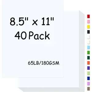 White Cardstock 8.5 x 11,65Lb Cover Card Stock Paper,180gsm Cover Cardstock for Printer,Copy Card Stock Paper for Printing, Invitations, tags,Christmas Card (White,40 Sheets)