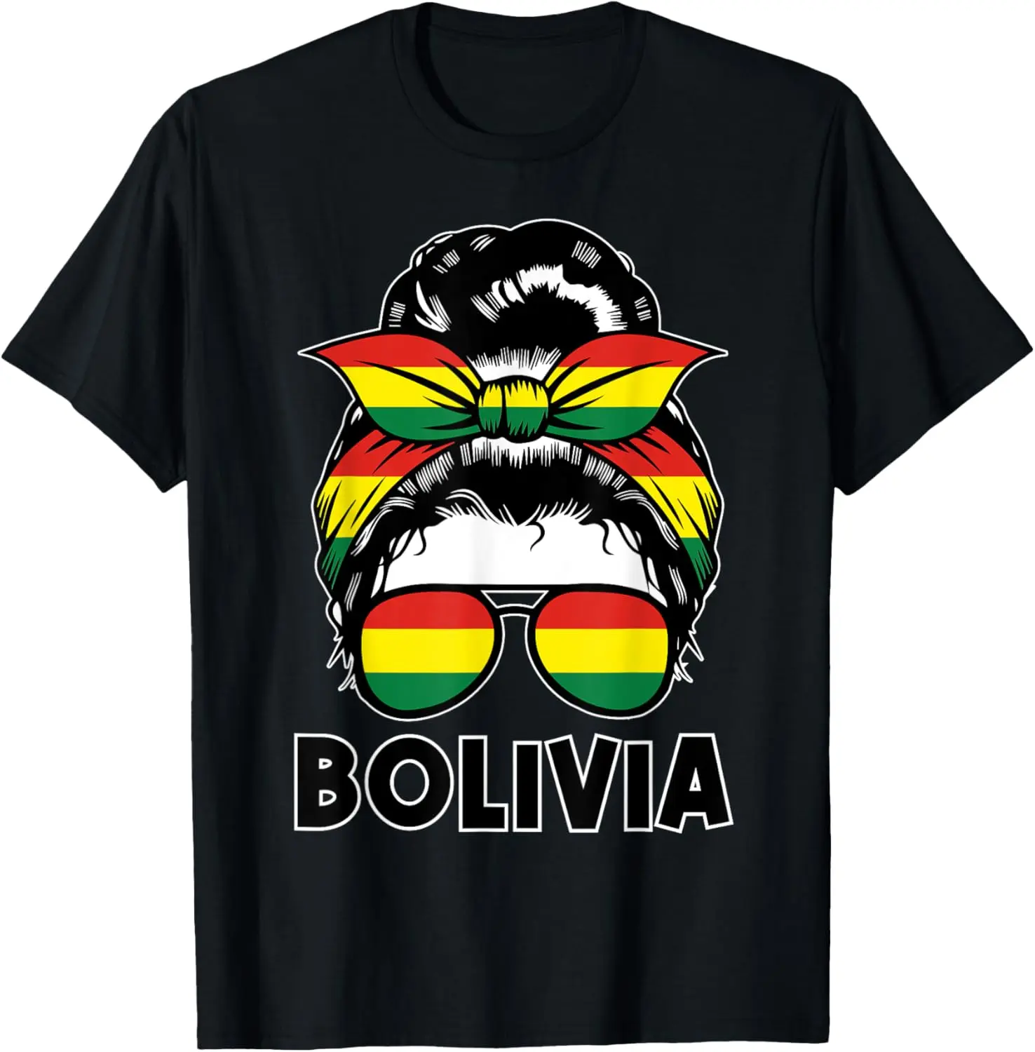 Women's Bolivia Flag T-Shirt, Vintage Distressed Graphic 100% Cotton Short Sleeve Casual Streetwear Top, Shortsleeve, Tshirt