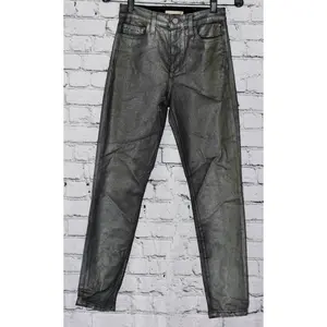 Fabrizio Gianni Jeans Women Size 24 Silver Metallic Straight Skinny