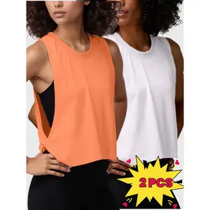 Women's loose sleeveless hooded sweatshirt set, made of cool fabric, comfortable and breathable running training yoga top, casual fitness vest, yoga sports vest, two-piece setRAIMENTRY