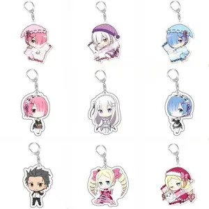 2026 new Re:Life in A Different World From Zero Ram Rem Cute Keychain Emilia Beatrice Keyring Natsuki Subaru Bag Tag Cos Baji Accessory