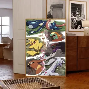 Pokemon Pokemon Pikachu & Greninja & Phaiaro & Ruchaburu & Onban Poster ,Pokemon Gengar Ex Poster, Anime  Canvas Sticky Wall Art Printing Waterproof Home Living Bed Room Bar Aesthetic Decor