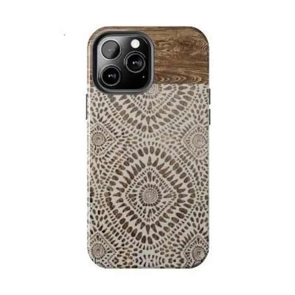 Bohemian Wood Grain Phone Case Featuring Tribal-Inspired Design for iPhone iPhone 17 16 15Pro, 14, 13, 12, 11, 8, XR Mini, Pro Max, Plus Accessories Protection unisex funny