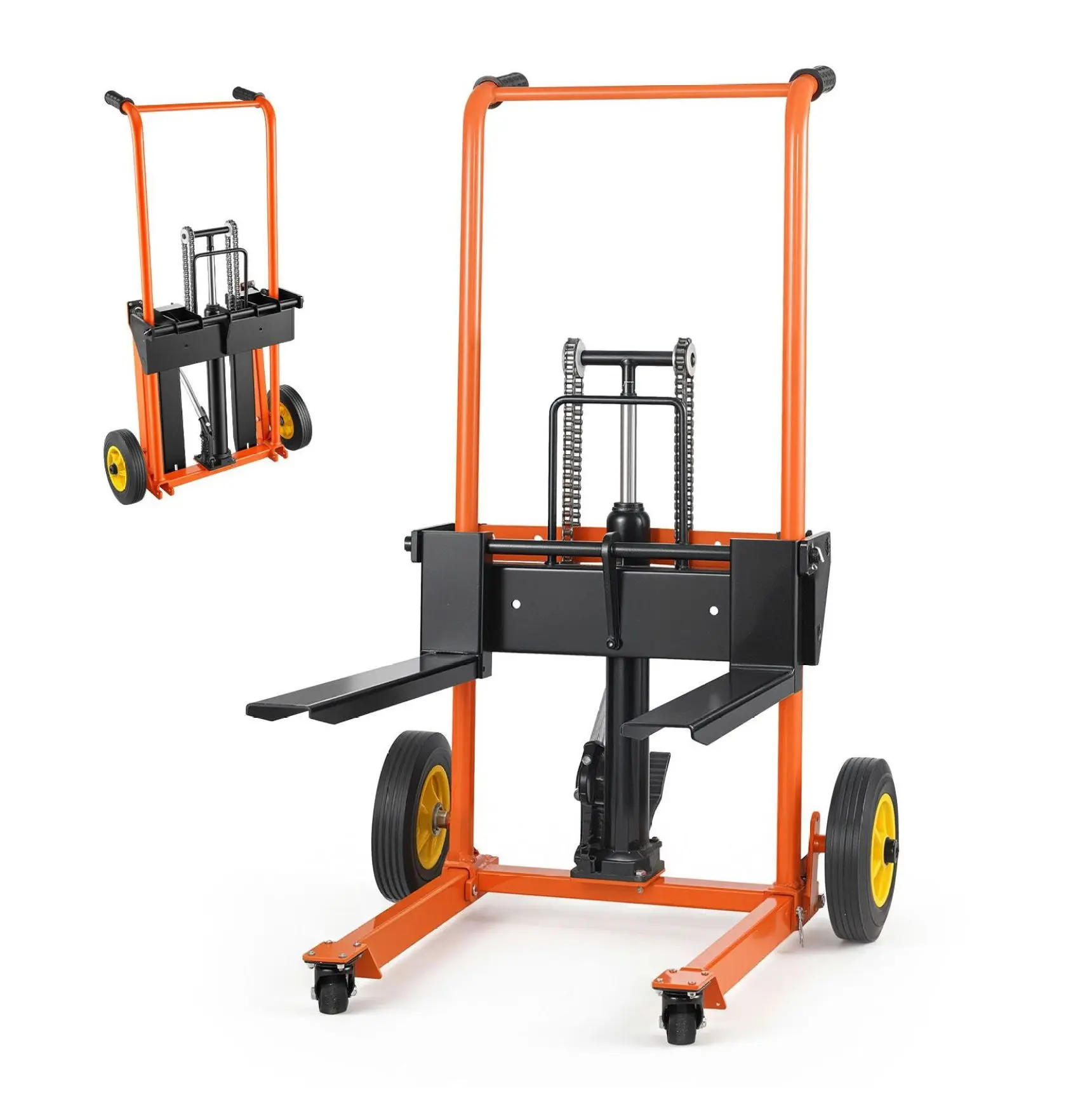 Hydraulic Pallet Stacker 450lbs Capacity, VEVOR Lift Winch, 39.4" Height, Foldable Pallet Jack Dolly, Portable Material Mover for Warehouse Default
