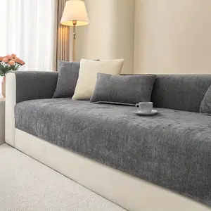 Chenille Sofa Cover 1 Count, 3-4 Seat Sofa Protector, Machine Washable Soft Comfortable Bench Couch Cover, Dustproof Slipcover Sofa Tower, Pet Friendly Sofa Protector Mat for Living Room, Dorm, Home, Hotel Decor