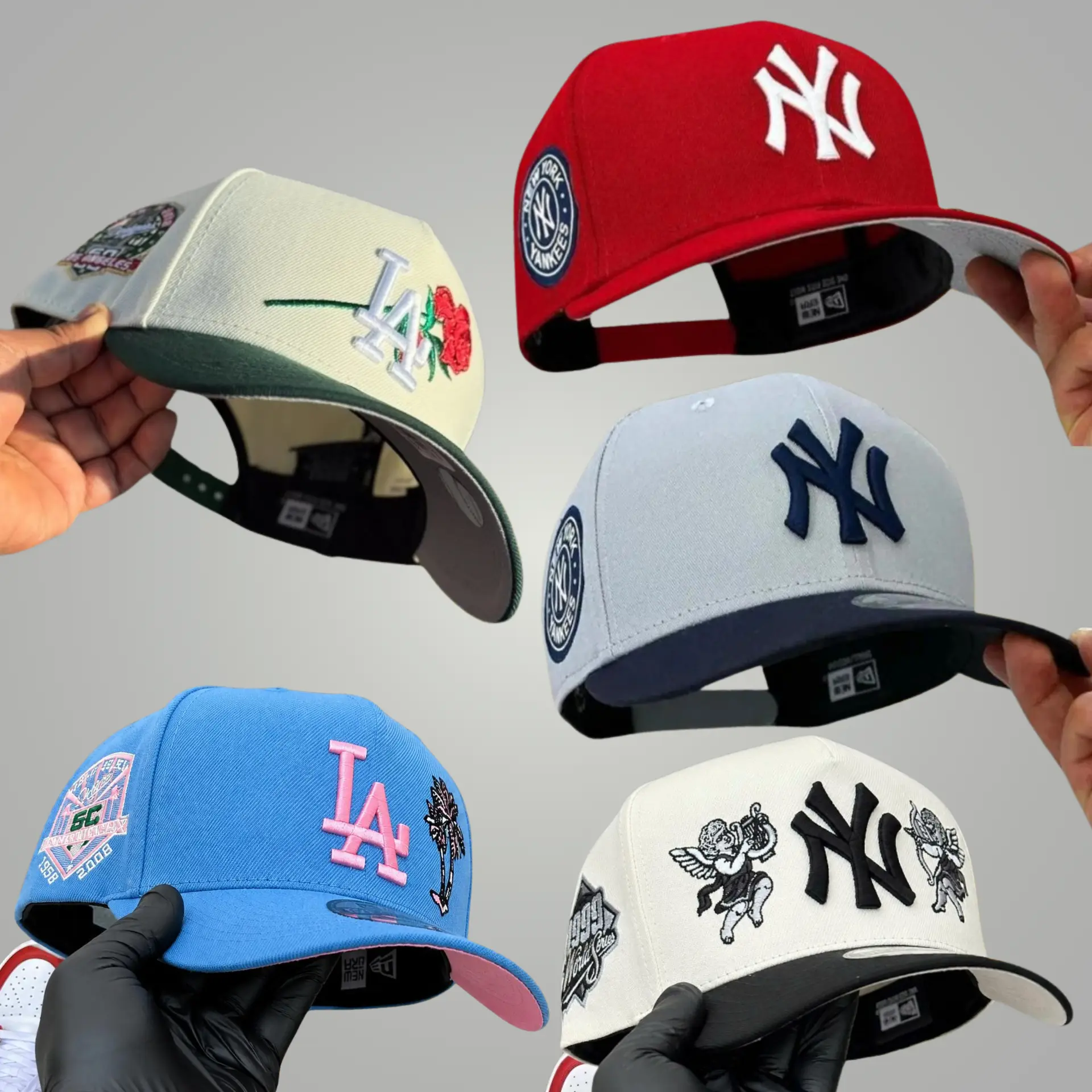 New Era MLB LA Dodgers NY Yankees Premium Baseball Hat 2026, 9FORTY 59FIFTY Signature Adjustable Snapback Cap, Vintage Curved Brim Design with Detailed Embroidered Team Logo, Classic MLB Athletic Sports Headwear for Men Women, Casual Urban Wear