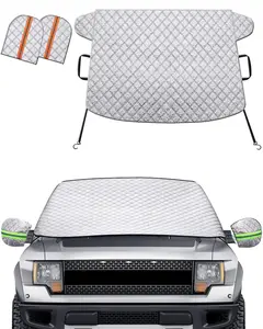 Car Windshield Snow Cover for Ice and Snow, Heavy Duty Frost Protector with Side Mirror Covers and Drawstring&9 Small Magnets , Waterproof Windproof Winter Windshield Cover for Cars SUV, Front Window Ice Shield Sunshade