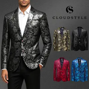 Men's Dress Floral Suit Notched Lapel Slim Fit Stylish Blazer Dress Suit
