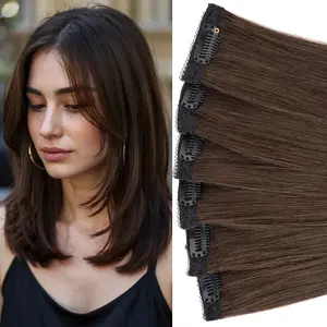 6PCS 6 Clips In Short Straight Hair Extensions Remy Real Human Hair Clip Ins Mini Clip On Hairpin Hairpieces to Add Volume and Highlights For Women 10 12 14 Inch