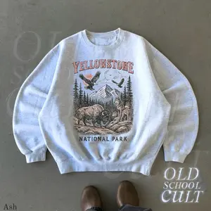 Retro Yellowstone National Park Sweatshirt, Vintage 90s Bison Eagle Wildlife Crewneck, Nostalgia Western Classic Gift
