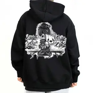 Graphic-Hoodie & Tee Laugh Now Cry Later Neon Chicano Streetwear Hoodie, Gangster Style Graphic T-Shirt Unisex Men Women Urban Fashion Pullover, Full Color West Coast Lowrider Apparel