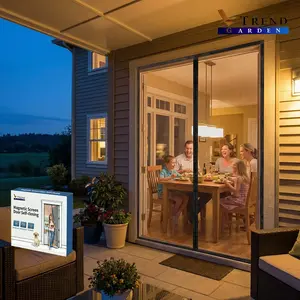 Premium Coffee Color Square Hole Polyester Magnetic Mosquito Screen Door, Sliding Door, Breathable, High Transparency, Pet Friendly, Durable for Home