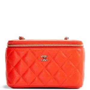 Pre-owned CHANEL Quilted Caviar Leather Crossbody Bags Mini Vanity Case Quilted Caviar Red