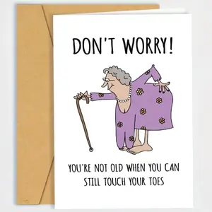 Don't Worry SlOgan Graphic Birthday Card with EnvelOpe, Card for MOm, Grandma, Sister, Friends, Fun Party Cards