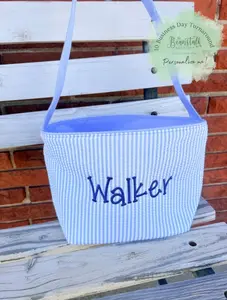 Seersucker Blue Easter Basket