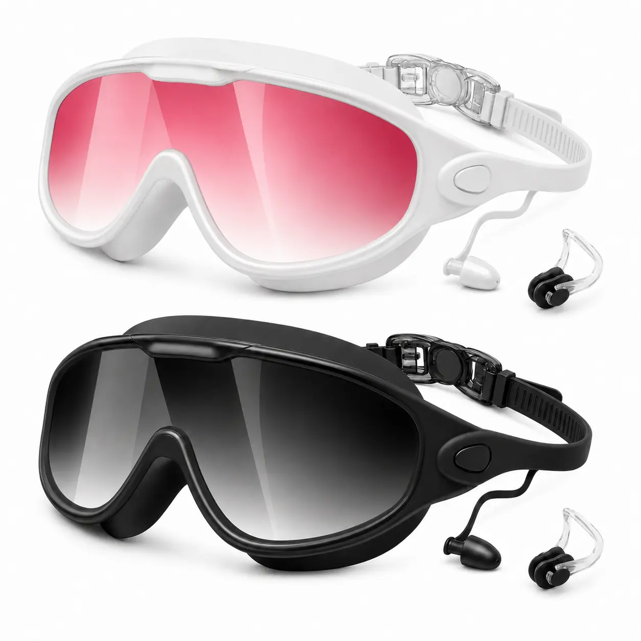 GMOX Adult Swimming Goggles, Large Frame Wide View Swim Goggles, Anti-Fog UV Protection No Leak Goggles for Men Women, Pool Training Beach Essentials