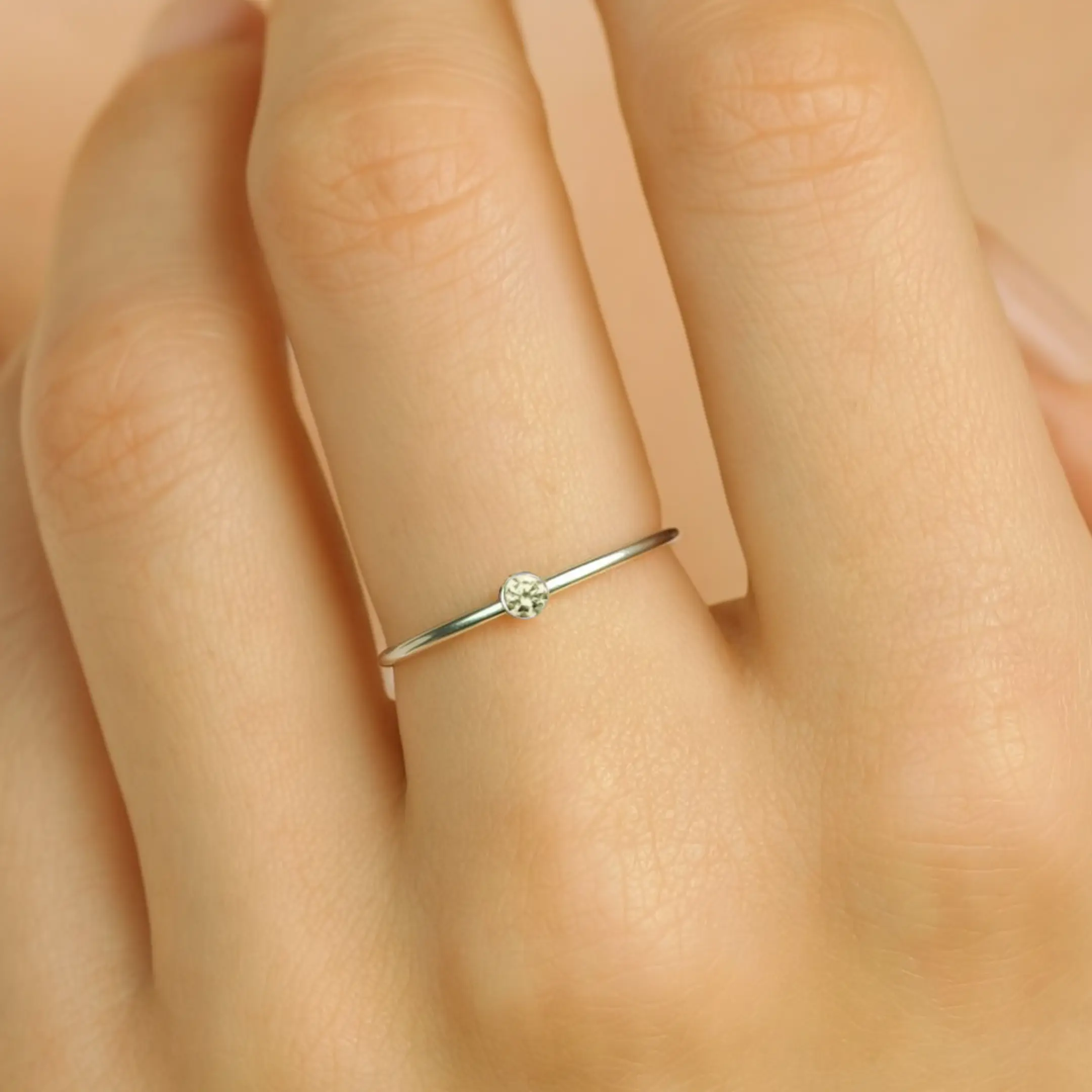 August Birthstone Ring Peridot – Sterling Silver Stacking Ring
