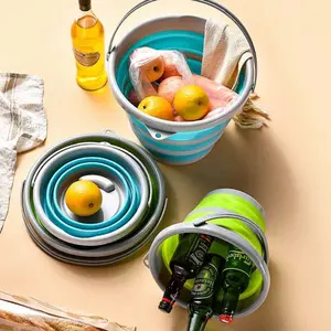 Silicone Foldable Bucket with Handle, Portable Car Wash Water Bucket, Fishing Small Bucket, Easy Storage, Essential for Kitchen Picnic Outdoor