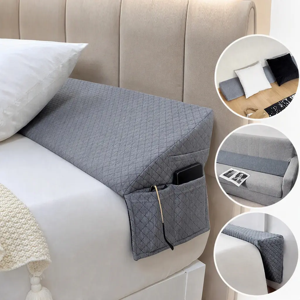 Triangle Bed Rest Pillow Triangular Reading Pillow for Bed Back Support Fills the Gap between Headboard and Mattress or Wall from 0-7 Inches Bed Wedge, Mattress Gap Filler, Bloster Pillow Wedge,Contoured Supportive Sleep Reading accessories