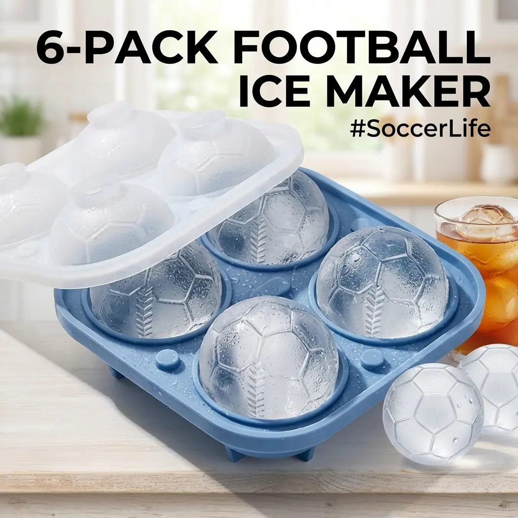 4-Cavity Silicone Soccer Ball Ice Maker with Funnel – Create Crystal Clear Soccer Ice for Whiskey, Cocktails & Sodas – Slow Melting 3D Sphere Molds – Game Night Essential – Unique Birthday & Holiday Gift for Him - Durable & Easy to Clean