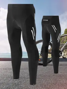Men's High Elastic Tight-Fitting Cycling Pants with Silicone Seat Pad, Breathable Quick-Dry, Reflective Strips for Night Safety