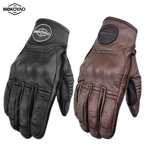 Breathable Retro New Style Motorcycle Riding Gloves Moto Leather Gloves Motocross Touchscreen Unisex All Finger Motocross Protector Protective Gear
