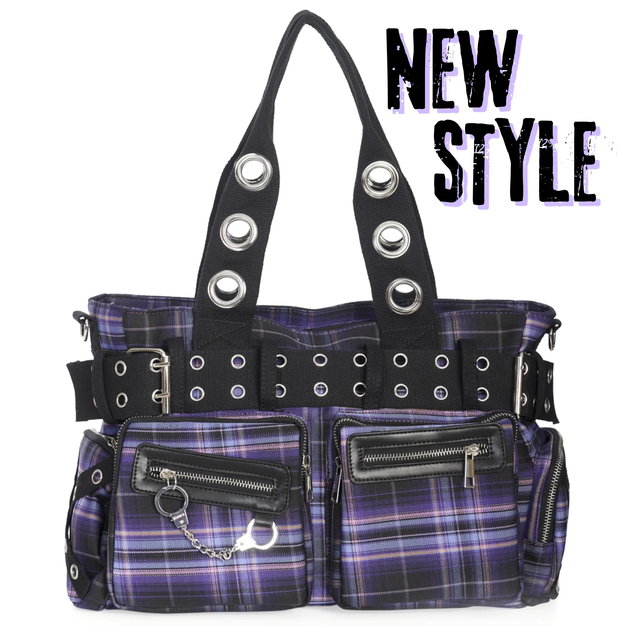 Lavender Plaid Convertible Shoulder Bag